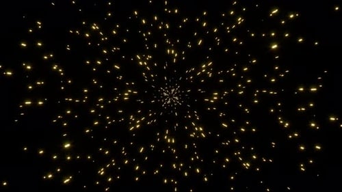 Yellow Light Particles Attraction In The Space