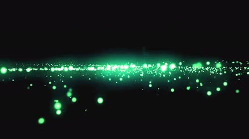 Green lights glow in darkness