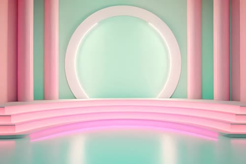 podium Futuristic showcase with platform for product displaying. Empty modern stage display