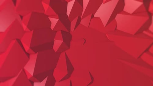 Schleife mit rotem Hintergründe und beweglichen 3D-Polygonen
