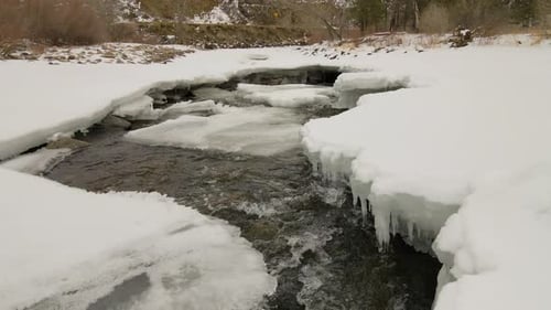 River during the winter up close