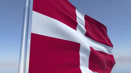 Hintergrund mit dänischer Flagge, bereit für 4K-Übertragung