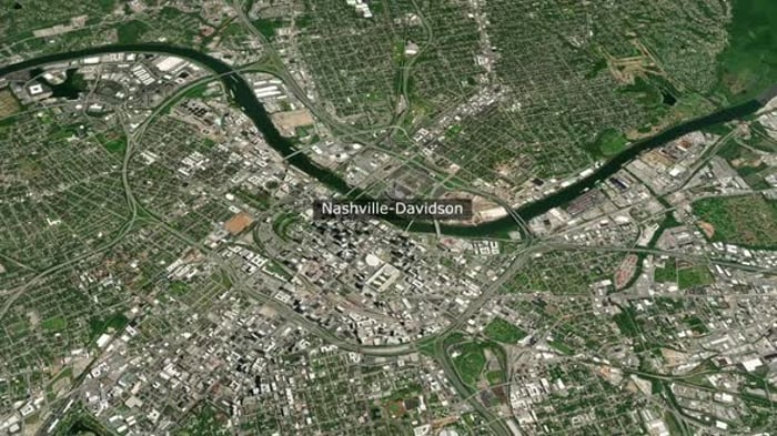 Satellite Map Zoom In To Nashville-Davidson City, Backgrounds Motion ...