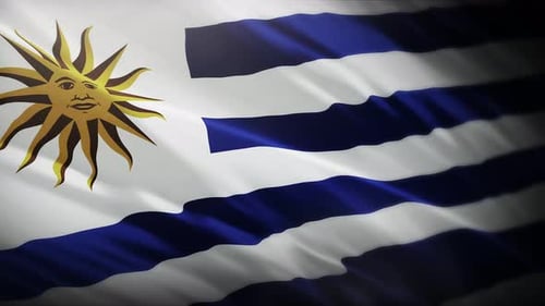Uruguay National Flag Waving Realistic Motion Graphic