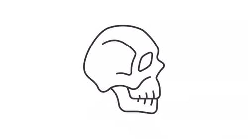 Animated Line Art Skull with Jaw Movement