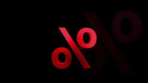 Red Percent Sign 3d Loop Animation