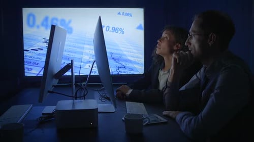 Stock Market Broker Sales Team of Diverse Multiracial Man and Woman Working in Modern Office