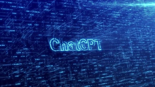 ChatGPT Concept Over Blue Futuristic Technology Network with Digital Cyberspace Background