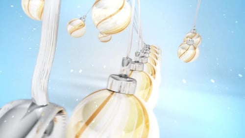Festive Golden Christmas Baubles and Snowfall Animation