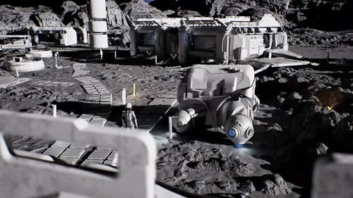 Astronaut Walking on the Lunar Surface Inside a Futuristic Moon Base 6
