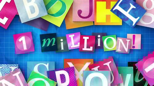 Vibrant Paper Cutout '1 Million!' Title Animation