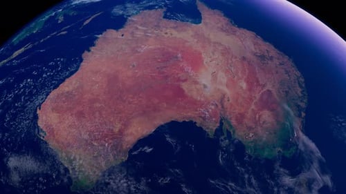 Australia From Space. Oceania From Space Orbit. Blue Planet Earth. Globe