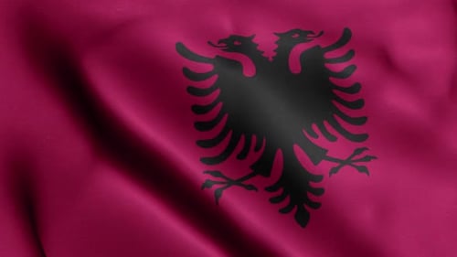 Albania Flag Realistic Fabric Waving Loop