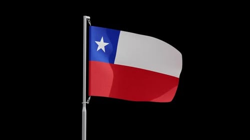 3D Chilean Flag Waving on Alpha Channel
