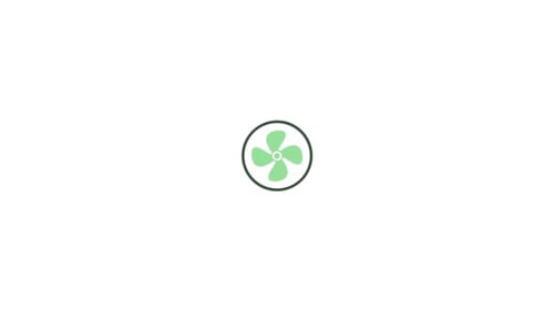 Flat Design Green Fan Icon Spinning Animation