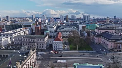 Aerial view revealing Berlin city center , Germany