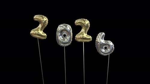 Animation de ballons colorés du Nouvel An Rising 2026 Gold Silver