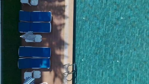 Aerial View Beautiful Complex With a Large Pool and Water Slides for Kids By the Sea