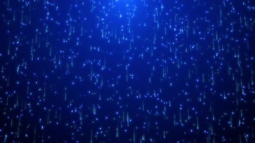Futuristic Digital Matrix Code Background with falling Blue Particles