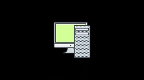 Minimalist Computer and CPU Tower Technology Icon Animation