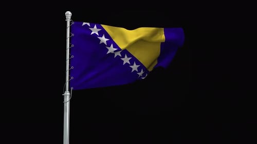 Realistic Bosnia and Herzegovina Flag Waving Animation