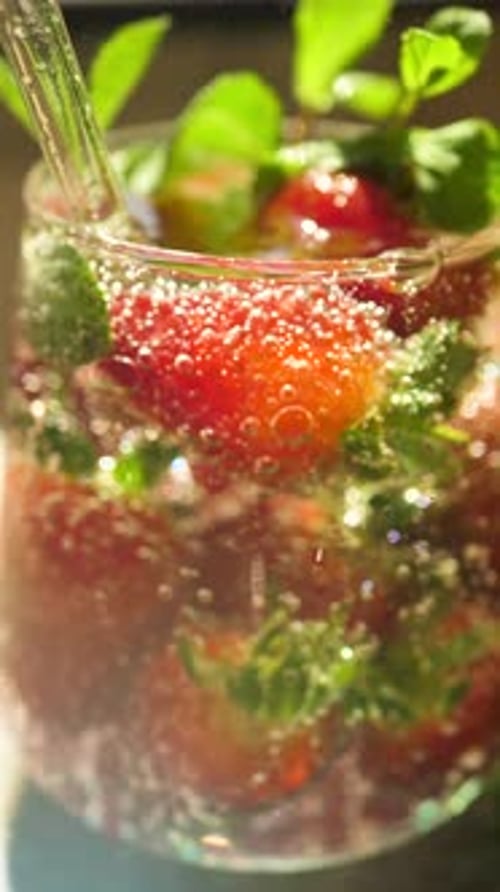Refreshing Drink With Strawberries and Mint