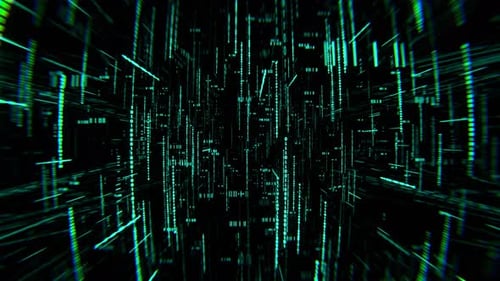 Red And Turquoise Digital Space Neon Code Elements Background Vj Loop In 4K