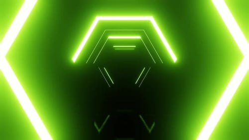 Hexagon Light Green Tunnel Vj Loop Background