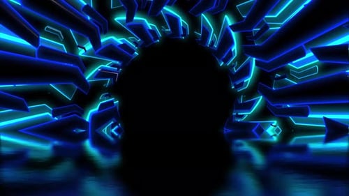 Geometric 3D Motion Graphics Background | Podium Techno Tunnel Portal | 4k
