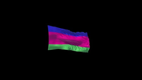 Waving Flag Animation with Blue Pink and Green Stripes
