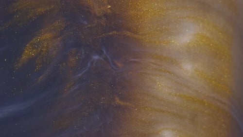 Abstract Liquid Gold and Blue Swirls Background