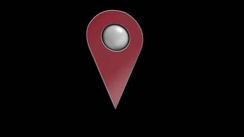 3D Map Location Pin Red Loop