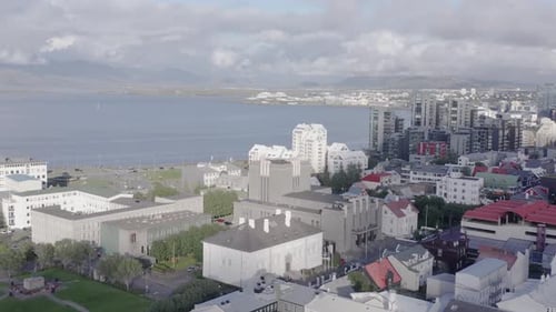 Downtown coast district of Reykjavik with high rise apartment buildings