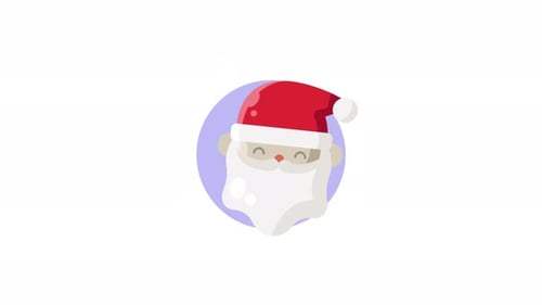 Animated Flat Design Santa Claus Christmas Icon
