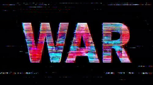 Animation de texte de guerre Glitchy avec effets de distorsion numérique