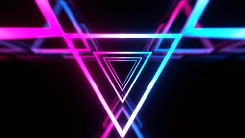 Blue And Pink Neon Glowing Abstract Futuristic Triangle Tunnel Background Vj Loop In 4K