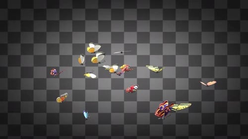 2d Butterflies animation Alpha Channel