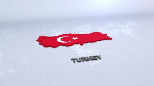 Animated 3D Map of Turkey with Flag and Country Name