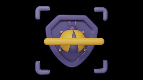 Malware Scanner, icône 3D d'un concept de cybersécurité, boucle alpha