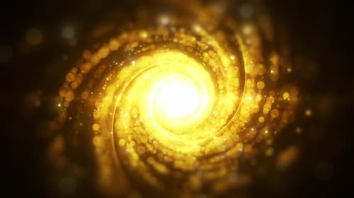 Glowing Golden Spiral Particles Abstract Motion Background