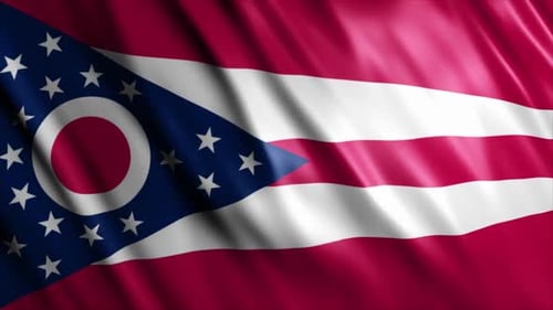 Waving Ohio State Flag Realistic Animation
