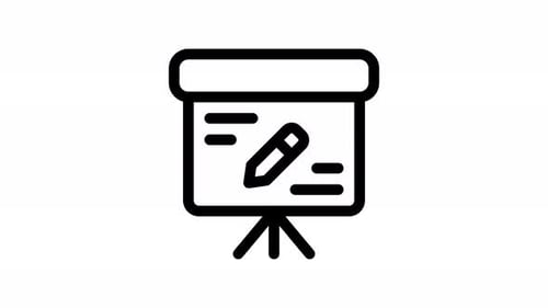 Animated Presentation Board with Pencil Writing Line Icon