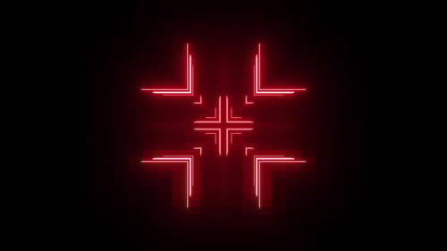 Dynamic red neon crosshairs animate, creating futuristic target motion
