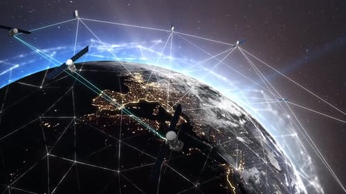 Artificial Earth satellites encircle the planet, creating a comprehensive global digital network.