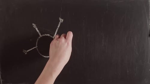 Virus and Syringe Drawn on Chalkboard