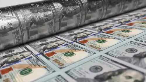 Close-Up of Printed U.S. Hundred-Dollar Bills