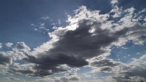 Wolken bewegen sich bei Sonnenuntergang am blauen Himmel. Zeitraffer