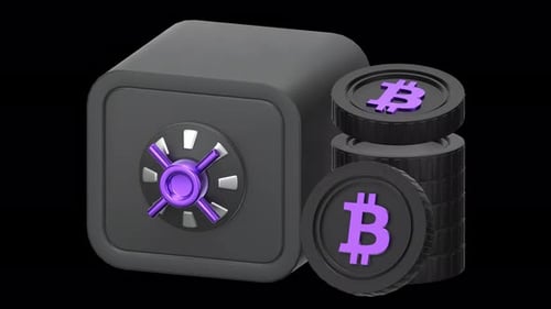 bitcoin safe 3d Animation, Alpha Channel, Transparent Background