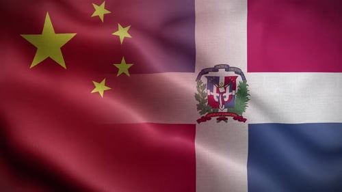Waving Flags of China and Dominican Republic