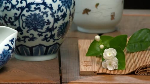 Jasmine Tea Set with Blue and White China